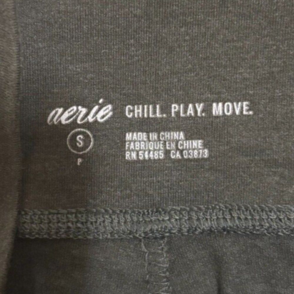 Aerie Chill Play Move High Rise Lace Up Cotton Leggings Olive Green Womens Sz S - Picture 5 of 6